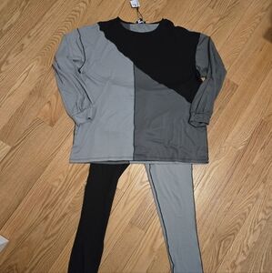 Fashion Nova No Drama Colorblock Legging Set - Black and Gray